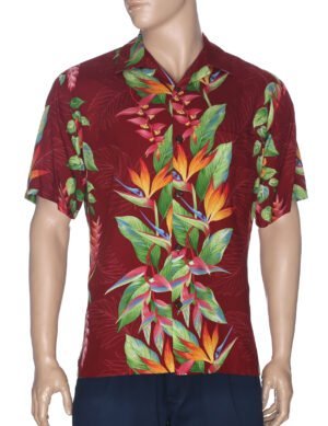 Birds of Paradise Panel Hawaiian Shirt Red