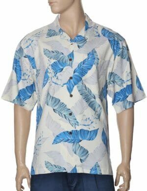 Blue Tropical Mahinahina Men Silk Aloha Shirt