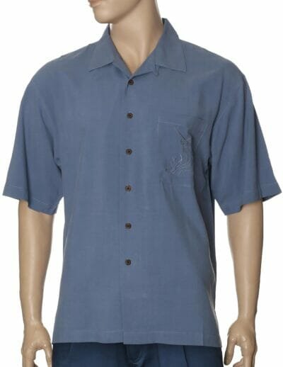 Swordfish Ocean Blue Silk Aloha Shirt