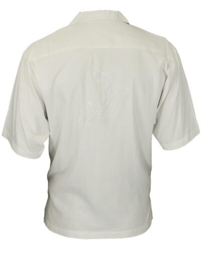 Luxury Tropical Men's Silk Shirt Length is measured from top of neck down to hem Cream
