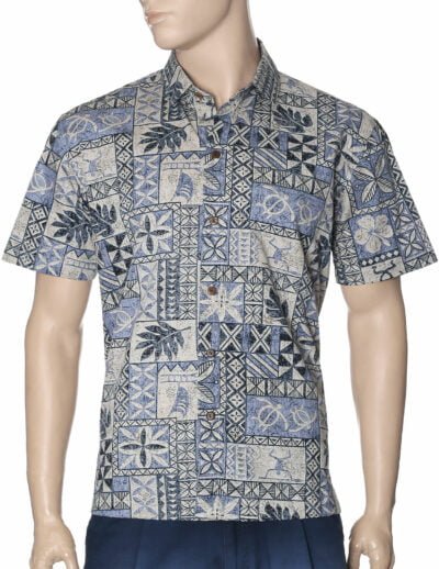 Slim Fit Hawaiian Shirt South Pacific Life Blue