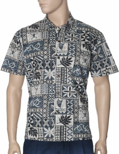 Slim Fit Hawaiian Shirt South Pacific Life Gray