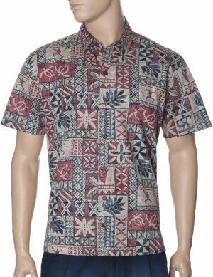 Slim Fit Hawaiian Shirt South Pacific Life Red