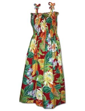 Island Tropical Forest Smock Tube Top Dress