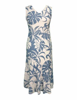 MakapuTea Length Hawaiian Dress Corn Flower Blue