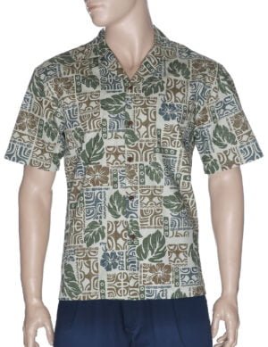 Monstera Men's Hawaiian Shirt Khaki