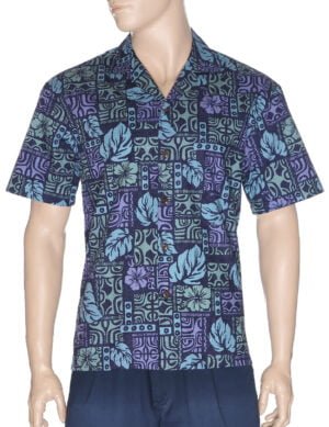 Monstera Men's Hawaiian Shirt Navy