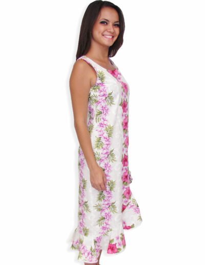 Kahauike Knee Length Hawaiian Dress White