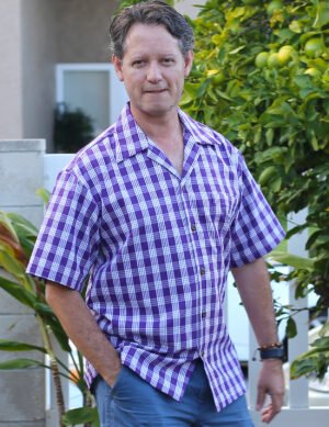 Purple Palaka Cowboy Plaid Aloha Shirt