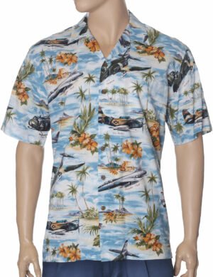 Classic Aloha Hawaiian Cotton Rayon Shirt Ocean Blue