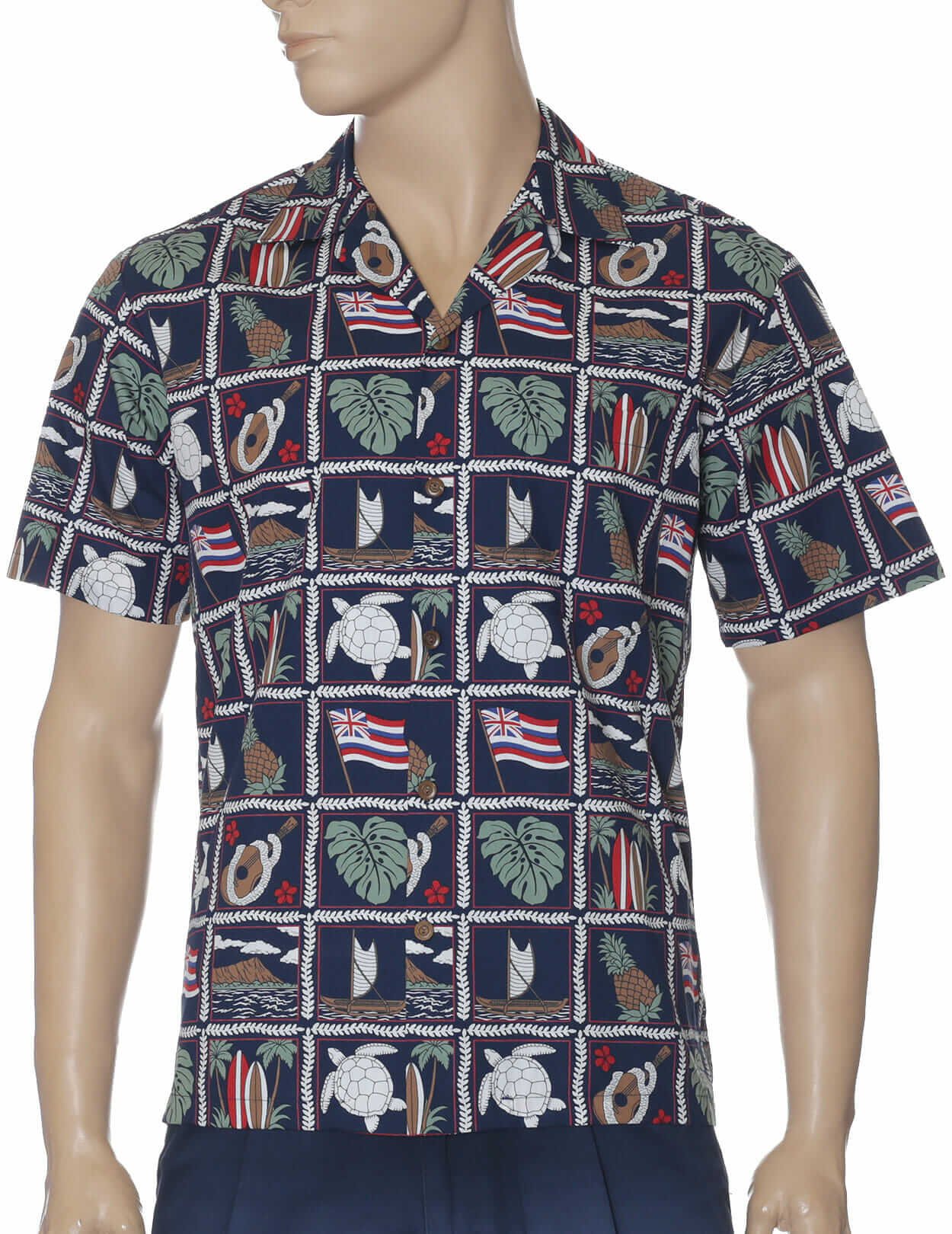 Flagship Hawaiian Aloha Shirt Navy