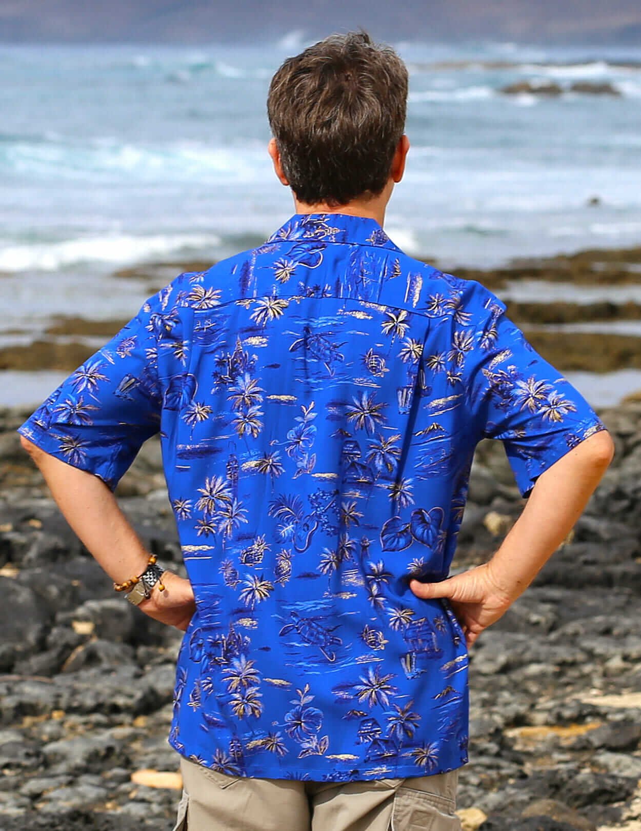Holo Holo Resort Aloha Shirt Royal Blue
