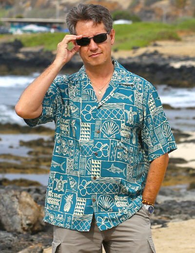 Kona Tapa Resort Aloha Rayon Shirt Slate