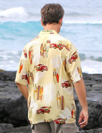 Woody Rayon Hawaiian Aloha Shirt Beige