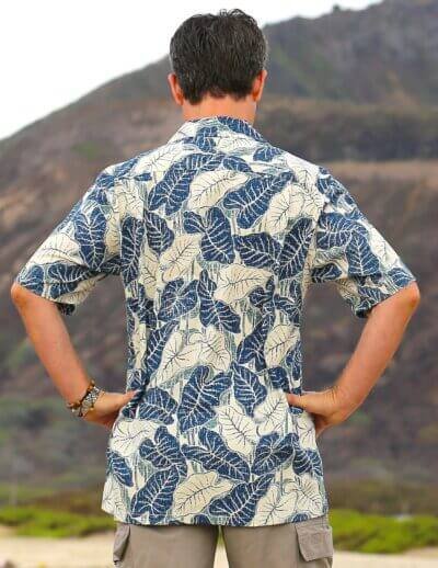 Aloha Taro Leave Hawaiian Shirt Blue