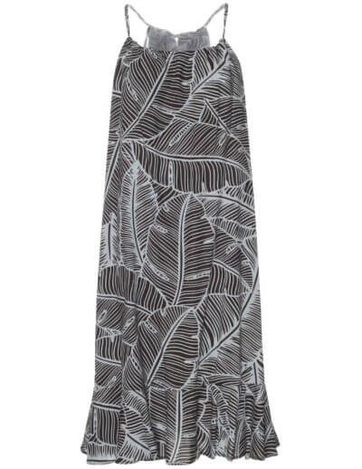 Short Adjustable Hawaiian Dress w/Ruffle Hem Charcoal