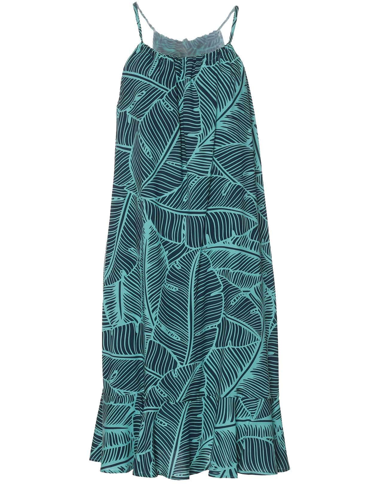 Short Adjustable Hawaiian Dress w/Ruffle Hem Green