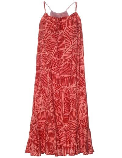 Short Adjustable Hawaiian Dress w/Ruffle Hem Red