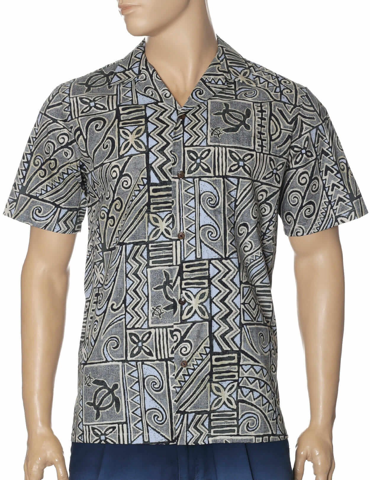 Tribal Tapa Aloha Shirt Charcoal