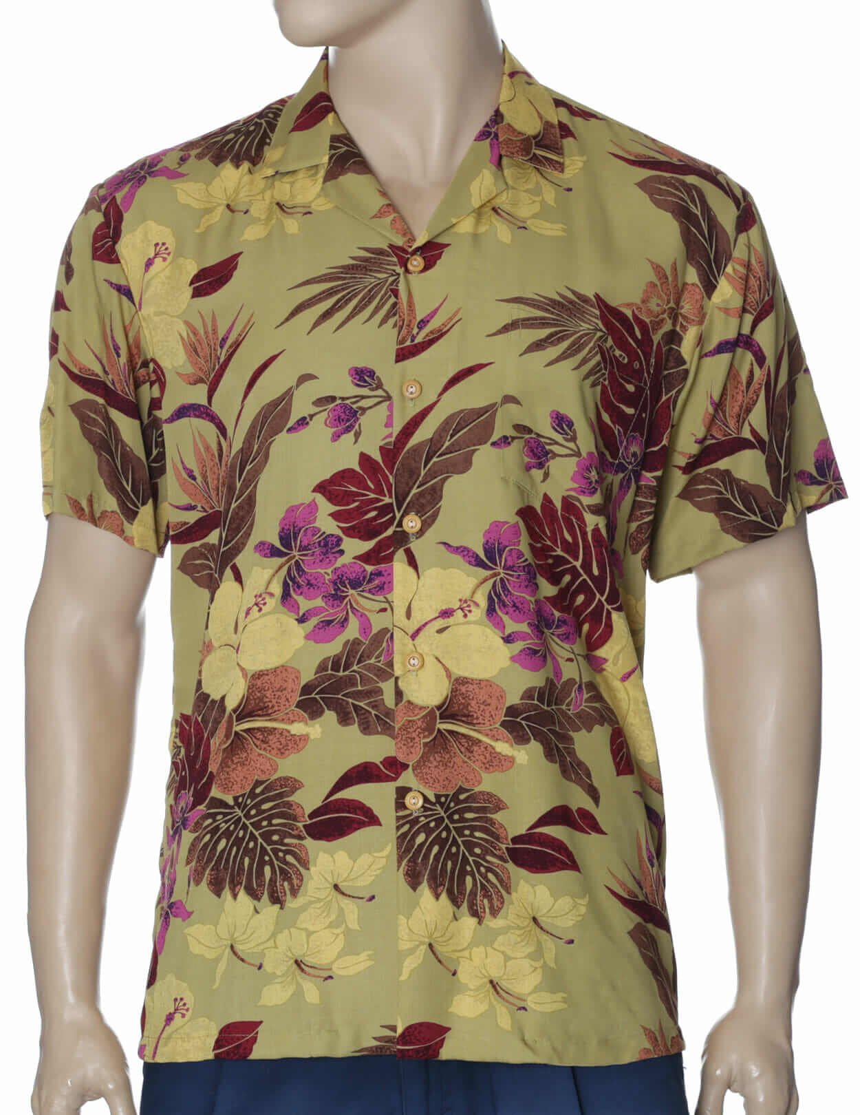 Alakea Men's Resort Aloha Shirt Gold Color