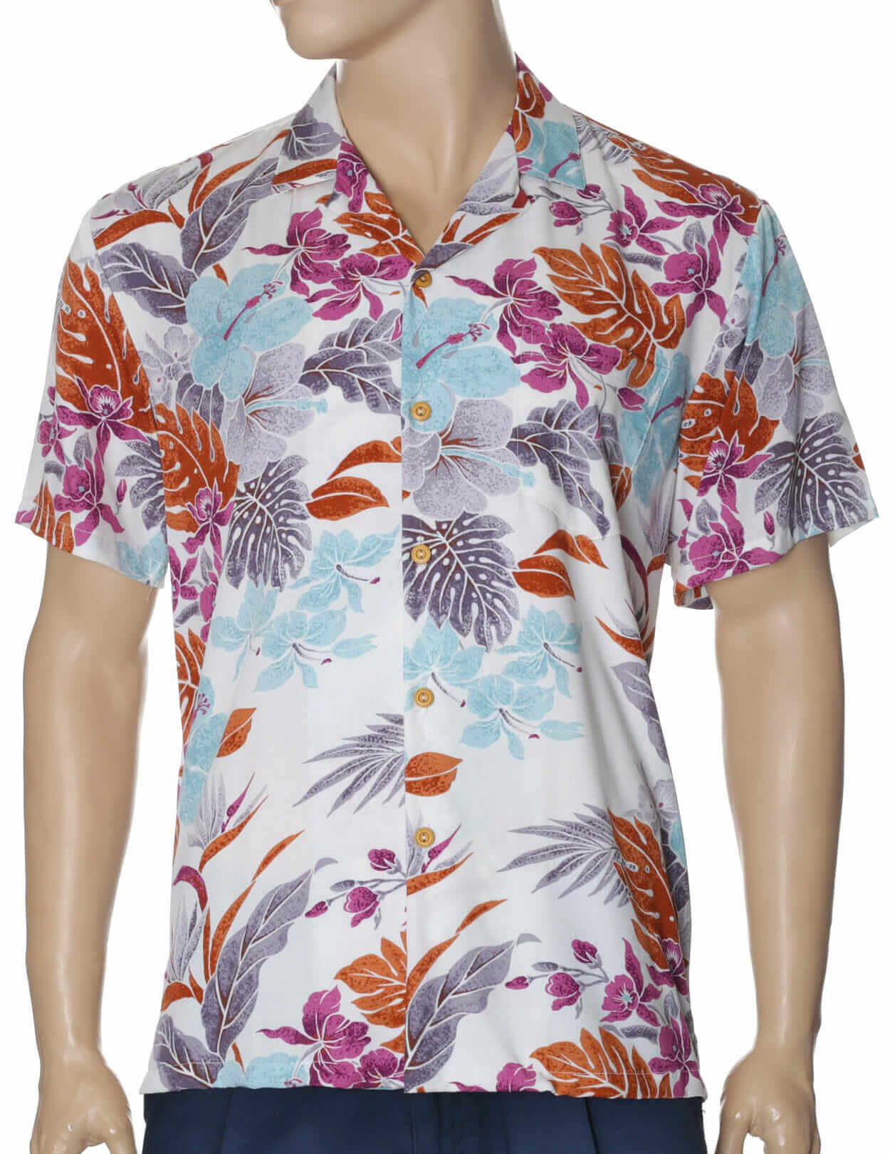 Alakea Men's Resort Aloha Shirt Withe Color