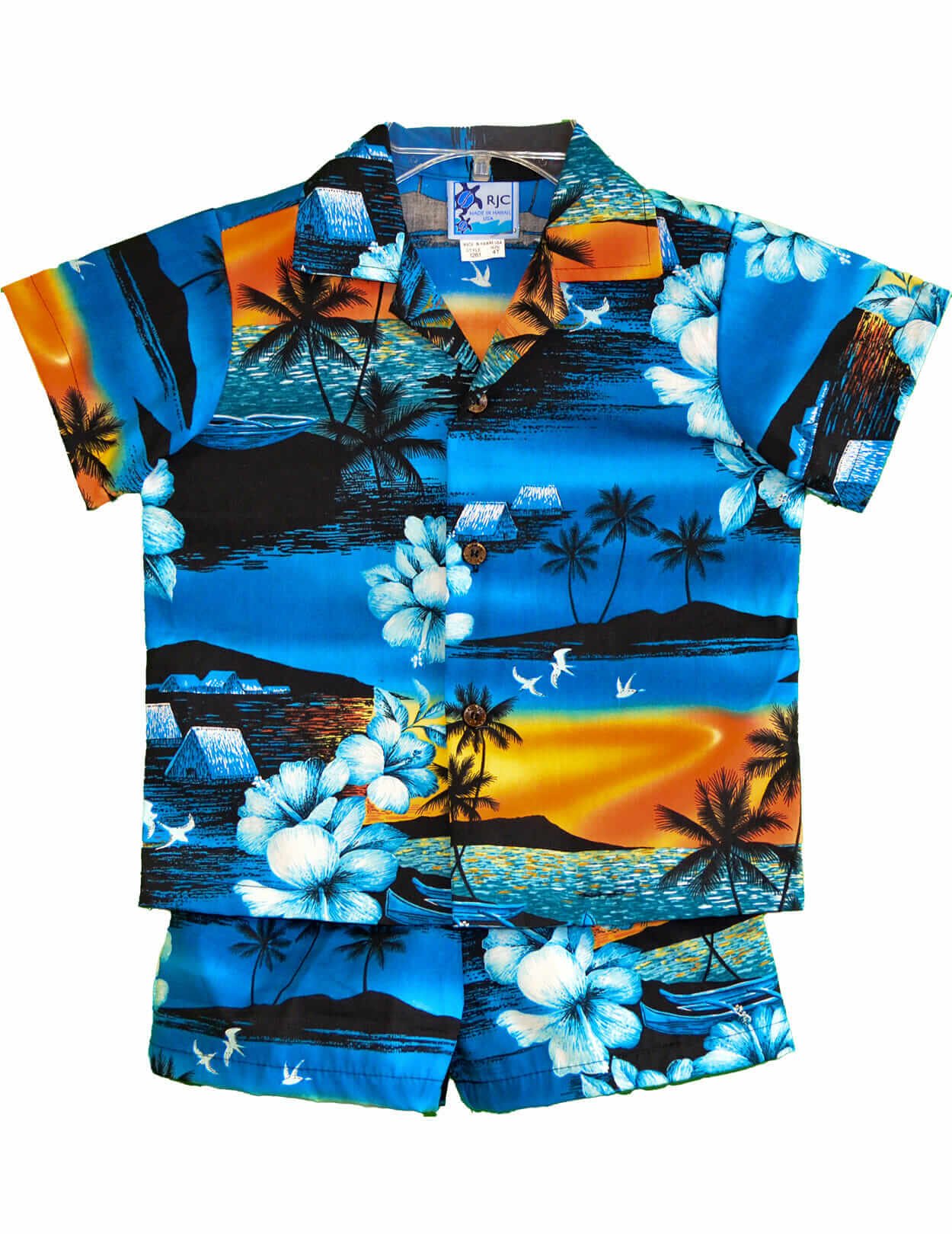Shirt and Short Toddler Boy's Cabana Set Turquoise
