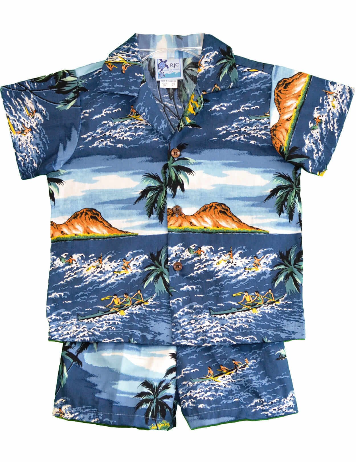 Surfer Boys Aloha Shirt and Short Set Navy