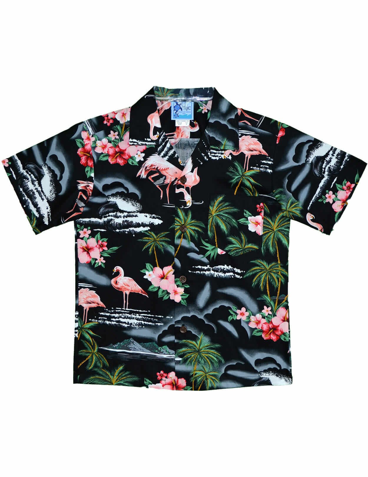 Flamingo Boys Aloha Shirt Black