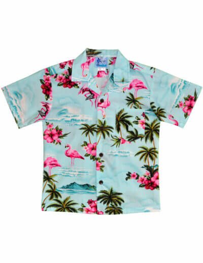 Flamingo Boys Aloha Shirt Blue