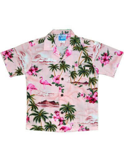 Flamingo Boys Aloha Shirt Pink