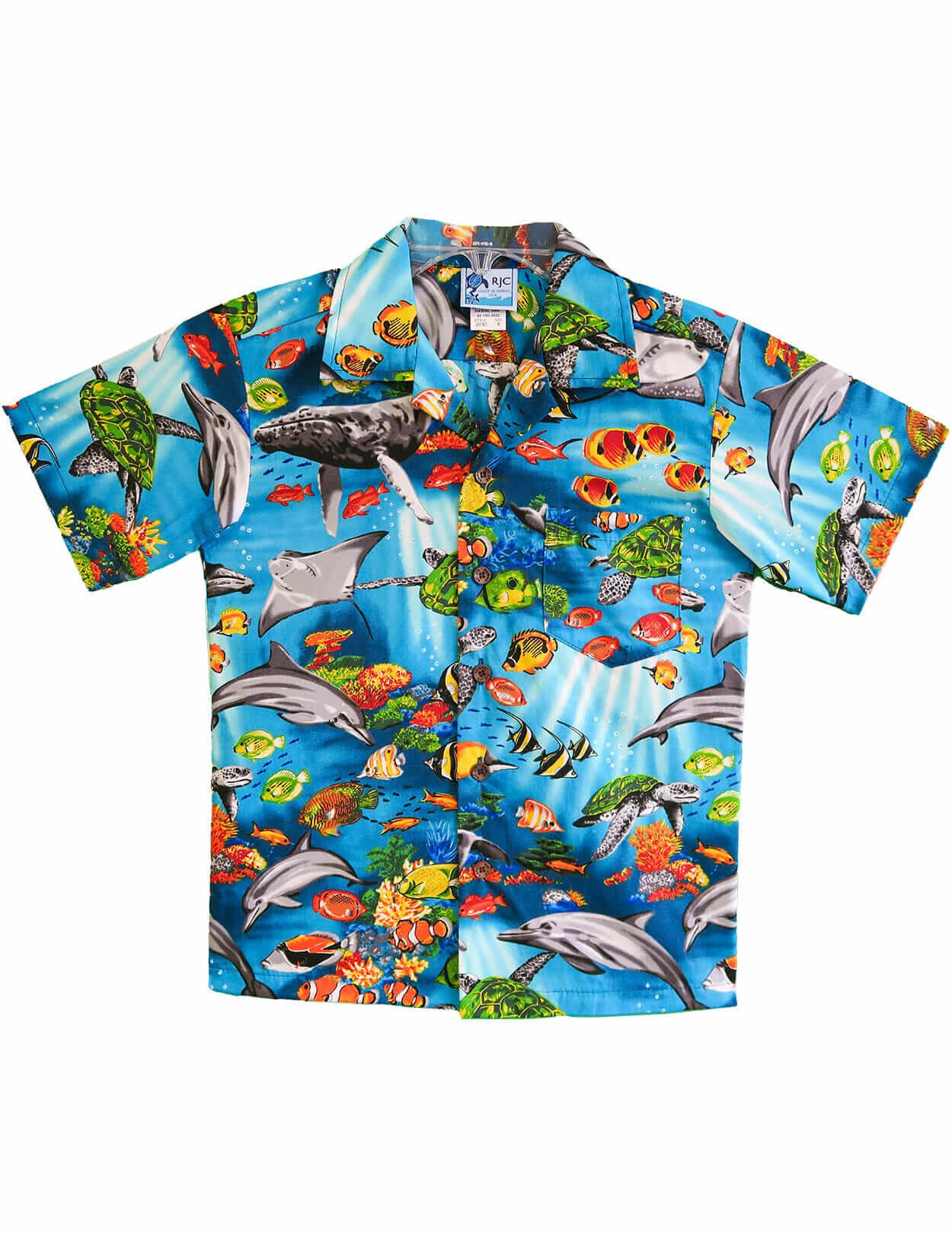 Hawaii Sea life Kids Aloha Shirts Turquoise