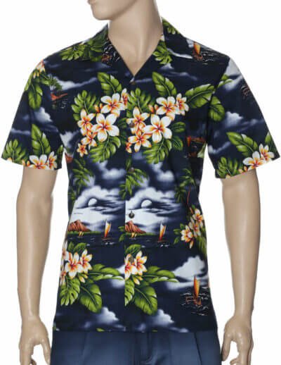 Voyager Island Men Aloha Shirt Royal Navy