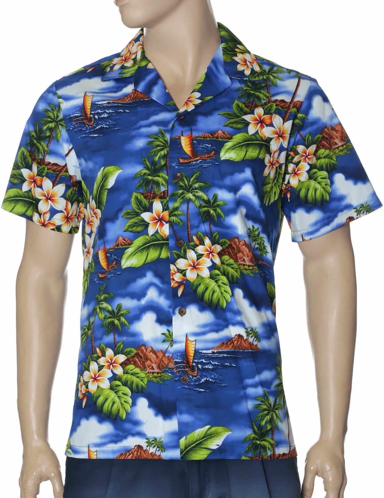 Voyager Island Men Aloha Shirt Royal Blue