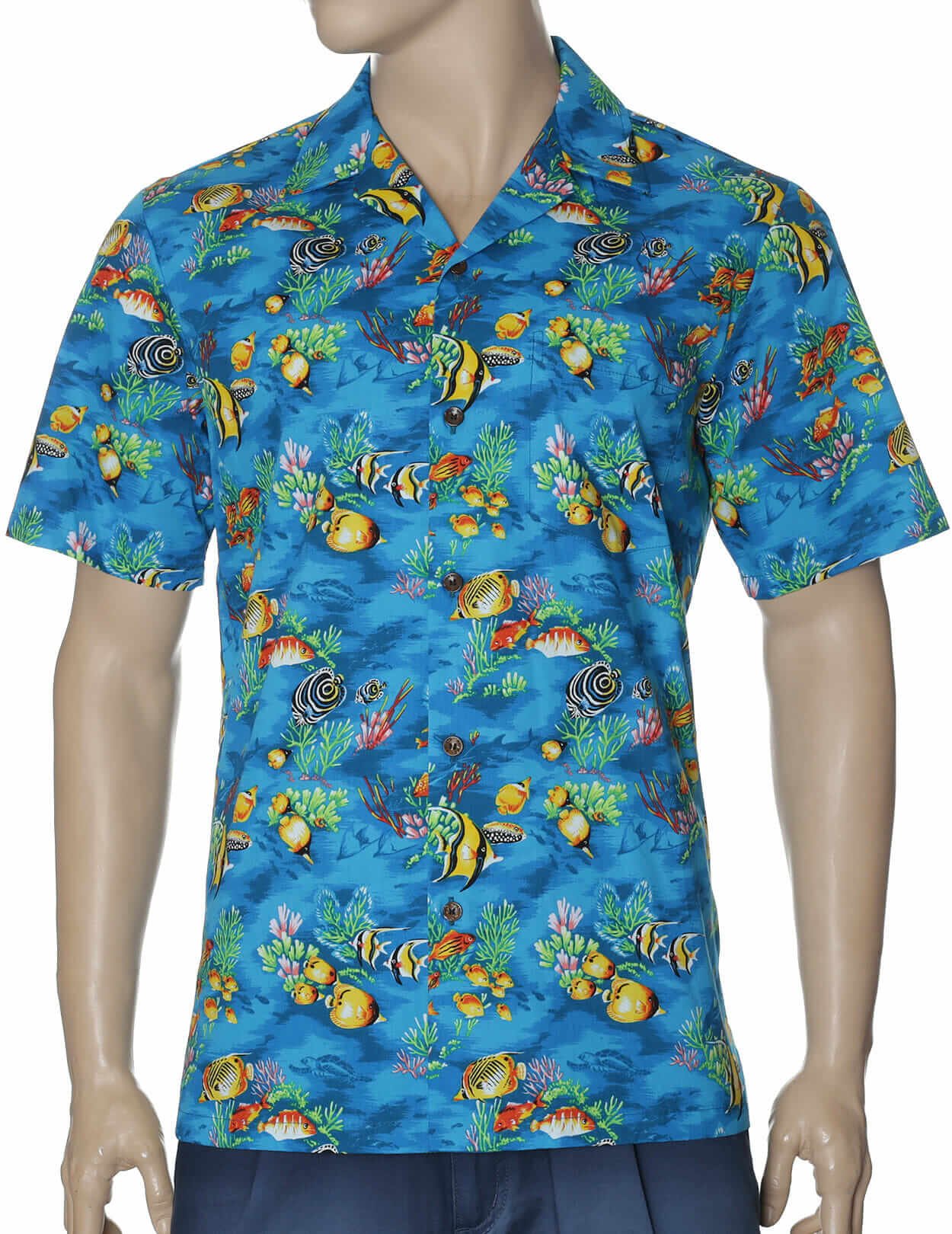 Tropical Sealife Men's Aloha Shirt Turquoise