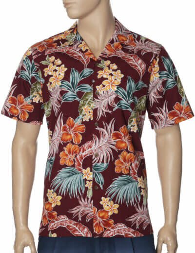 Tropical Aloha Men's Shirt Burgundy