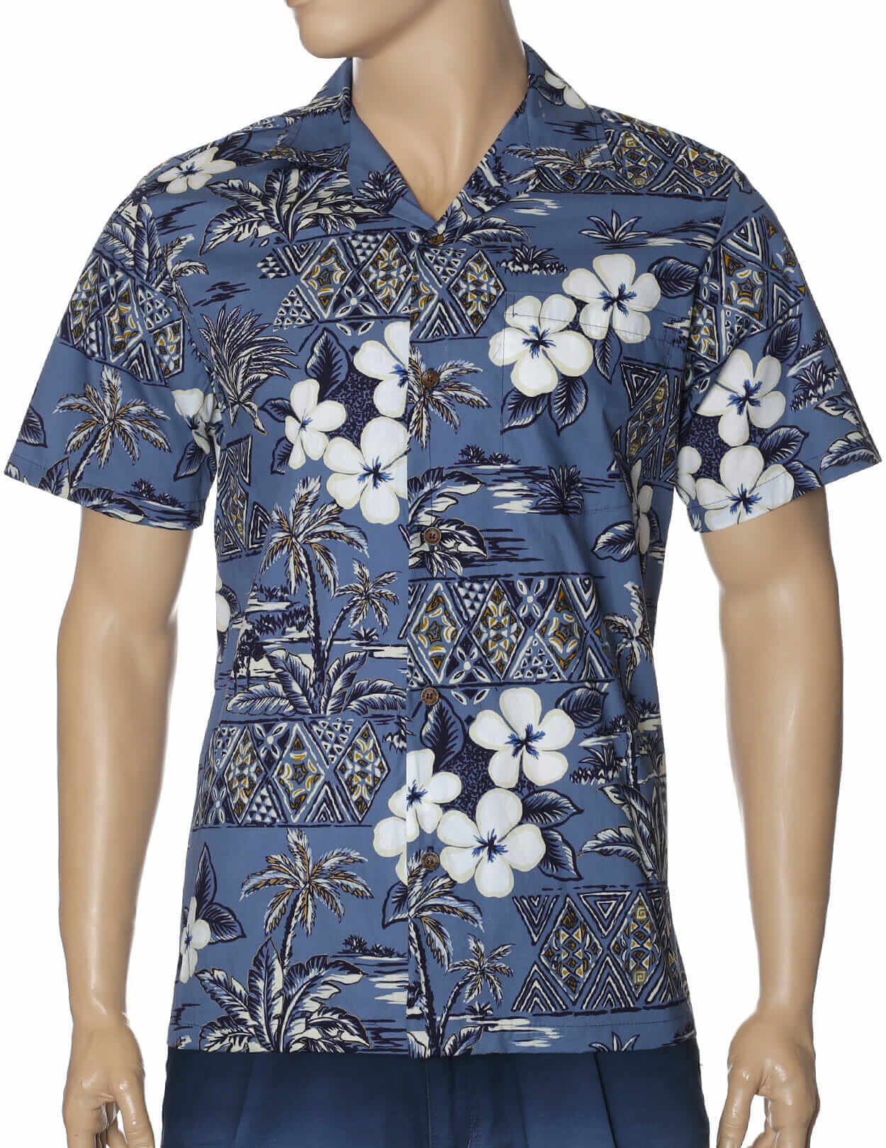 Makakilo Cotton Aloha Shirt Blue