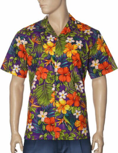 Mauka Makai Men Aloha Shirt Purple