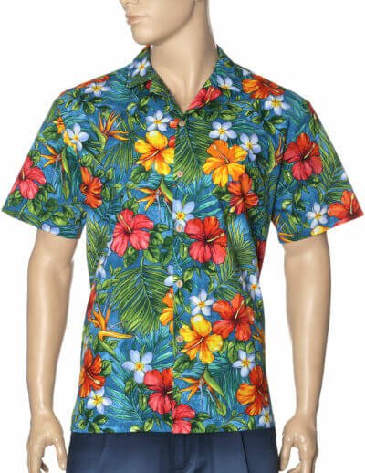 Mauka Makai Men Aloha Shirt Teal