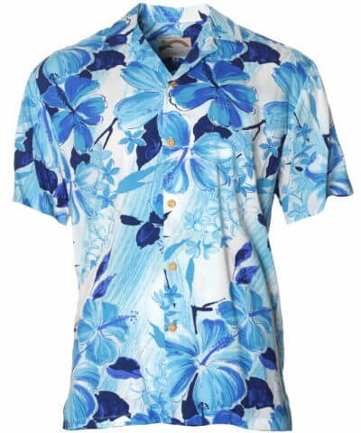 Wailuku Men's Rayon Aloha Shirt Blue