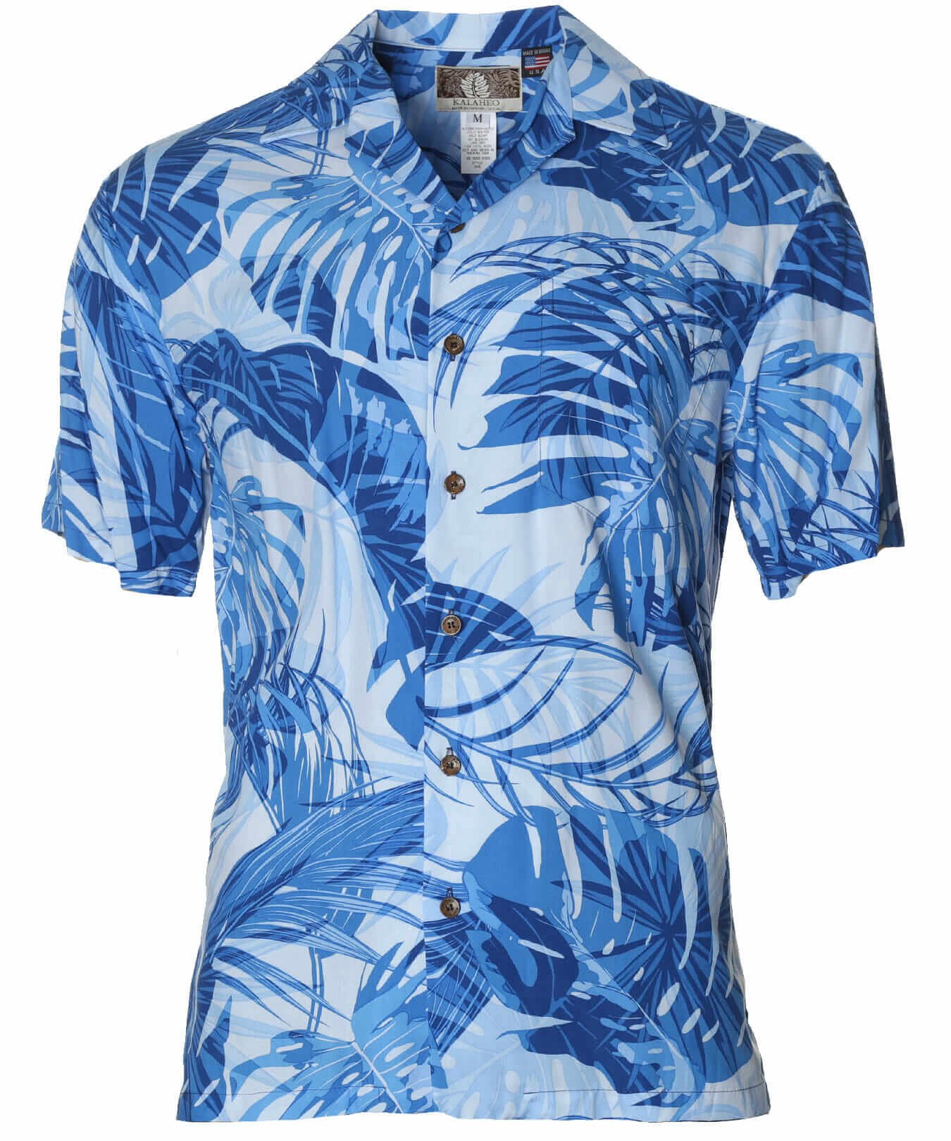 Hula Hula Rayon Men Aloha Shirt Blue