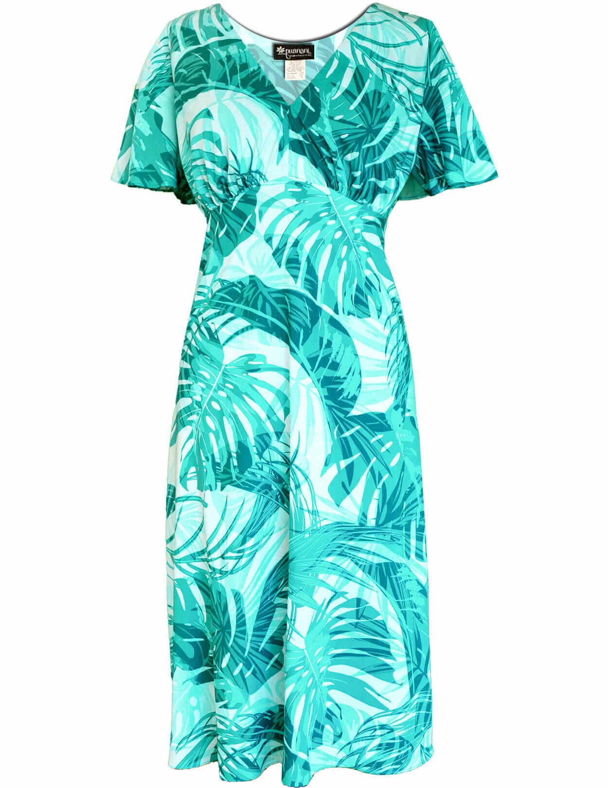 Maui Knee Length Dress with Flutter Sleeves Aqua