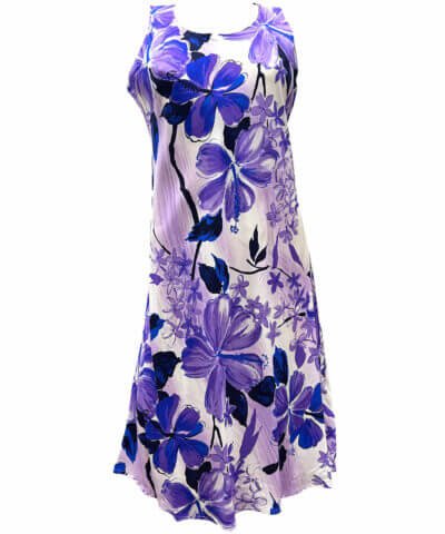 Hibiscus Watercolor Sleeveless Midi Dress Purple
