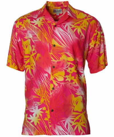 Manaloa Mens Aloha Shirt Pink