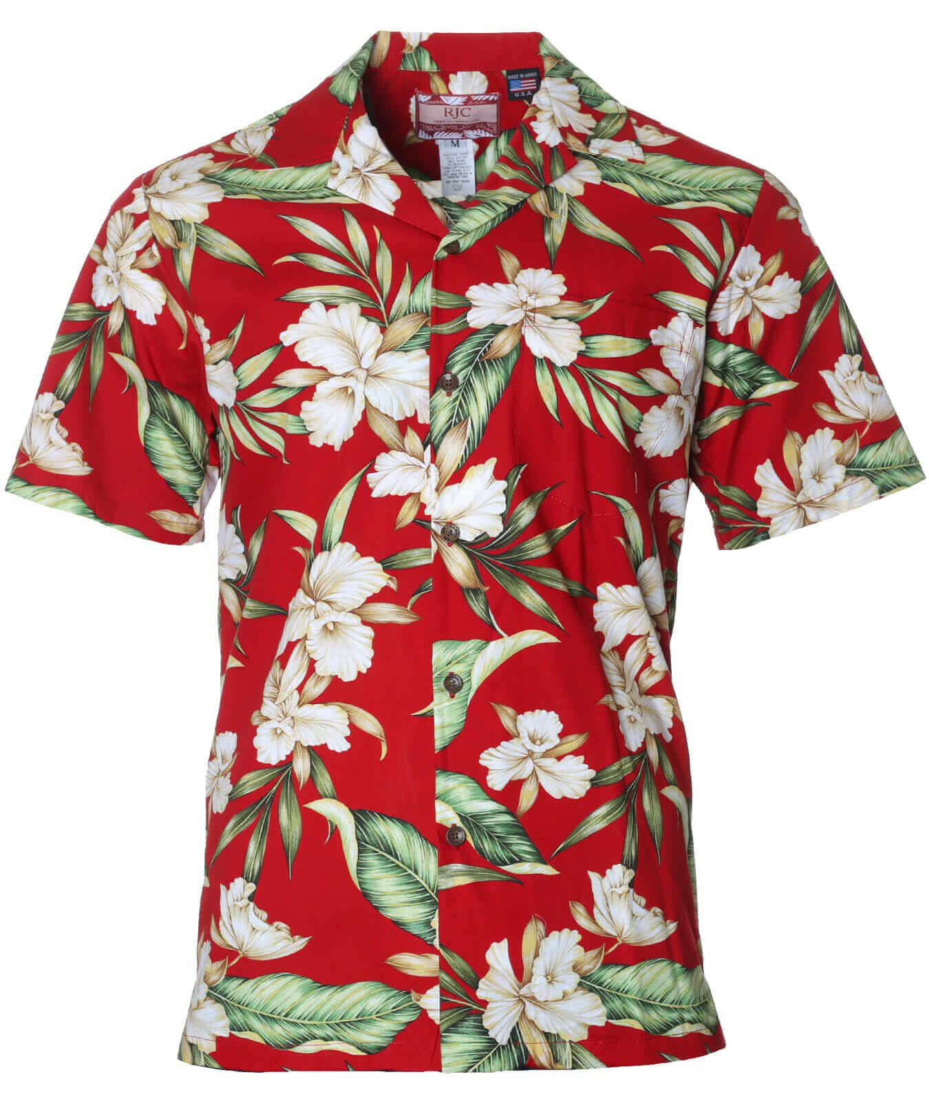 Wailuku Orchids Aloha Shirt Red