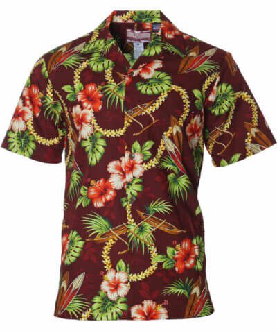 Leis of Hawaii Aloha Shirt Burgundy