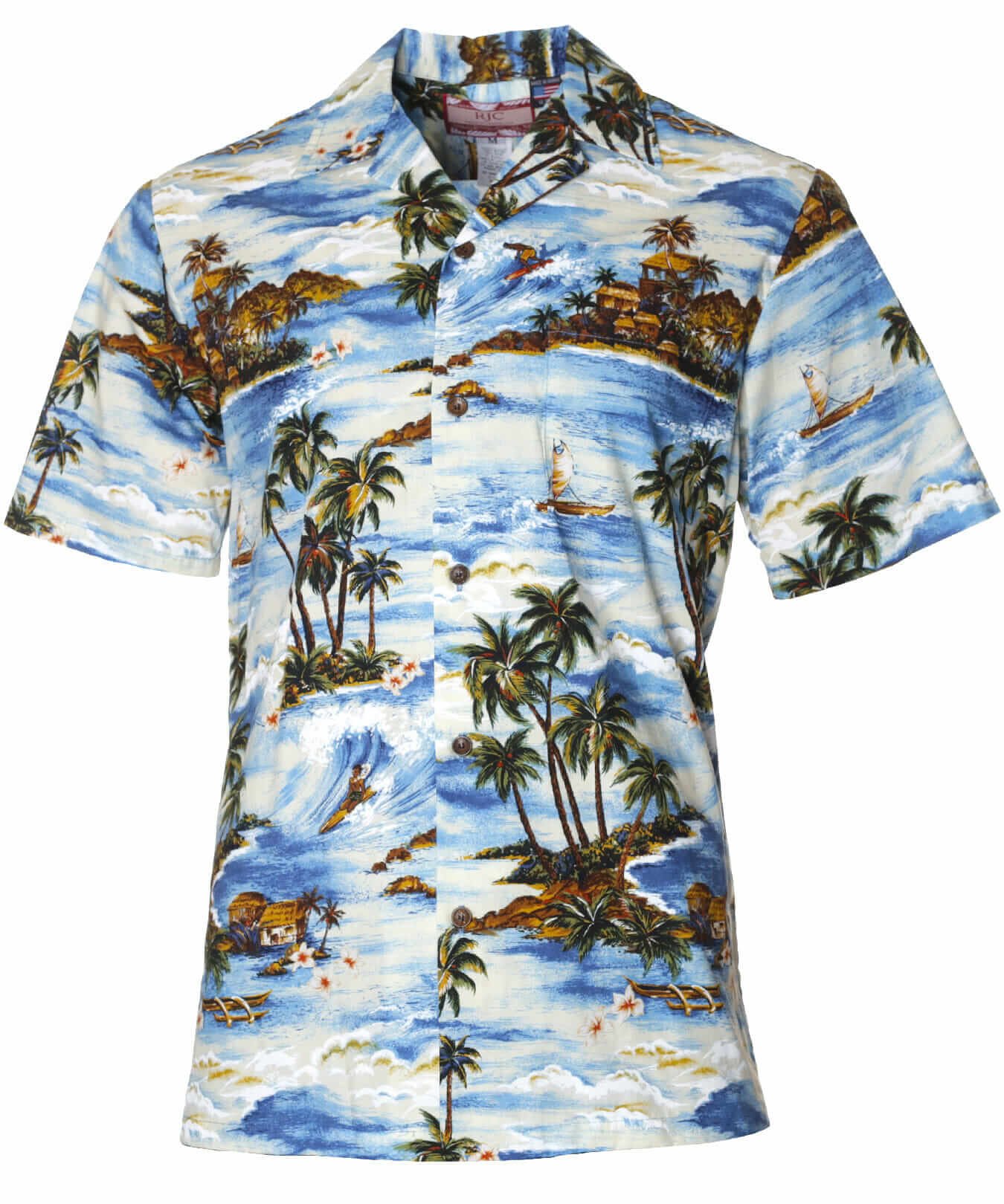 Hookipa Cotton Aloha Resort Shirt Blue
