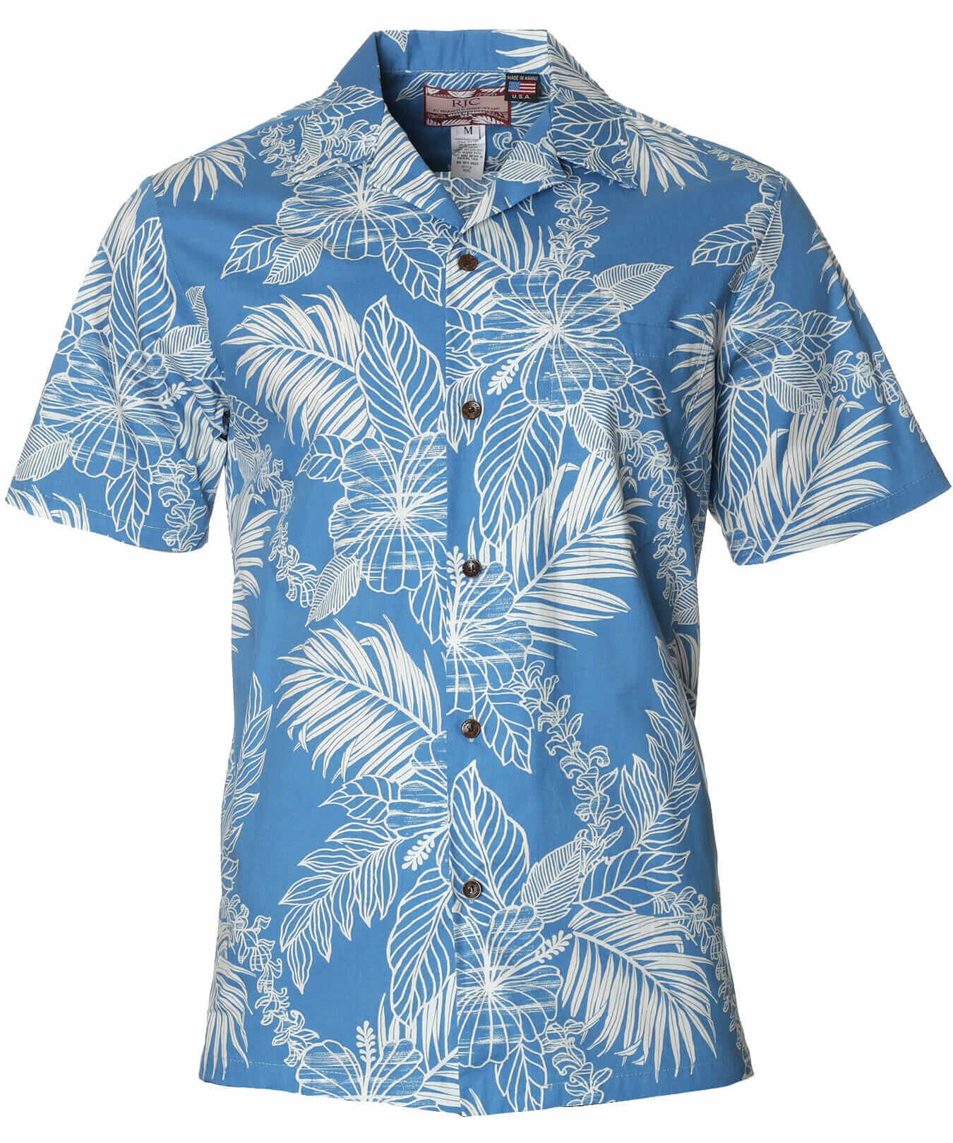 Men Monstera Aloha Shirt Ocean Blue