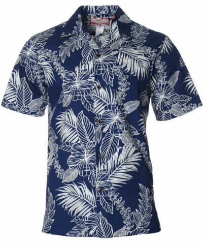 Men Monstera Aloha Shirt Navy
