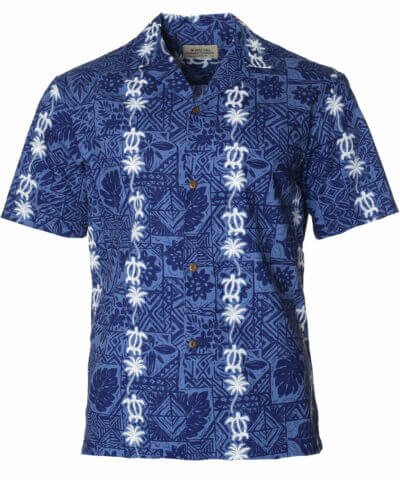 Tapa Cotton Aloha Shirt Navy