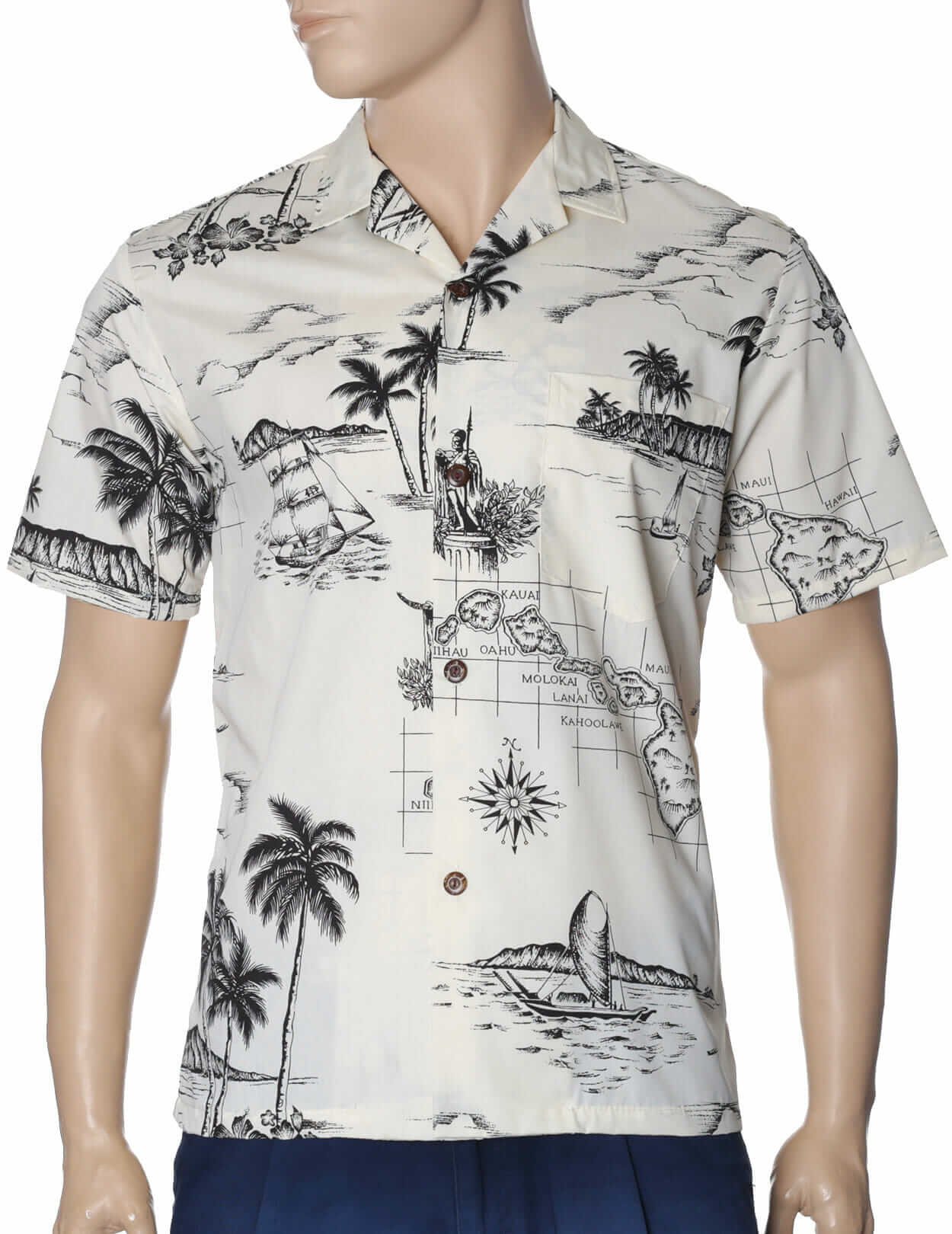 Hawaii Poly Cotton Hawaiian Shirt Beige